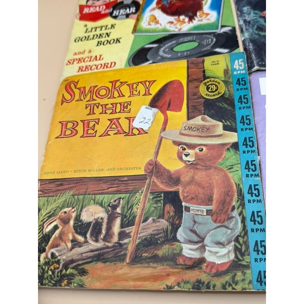 Vintage Kids 45 RPM Record Book Lot Star Wars Popeye Smokey Bear Golden Records - Picture 2 of 13